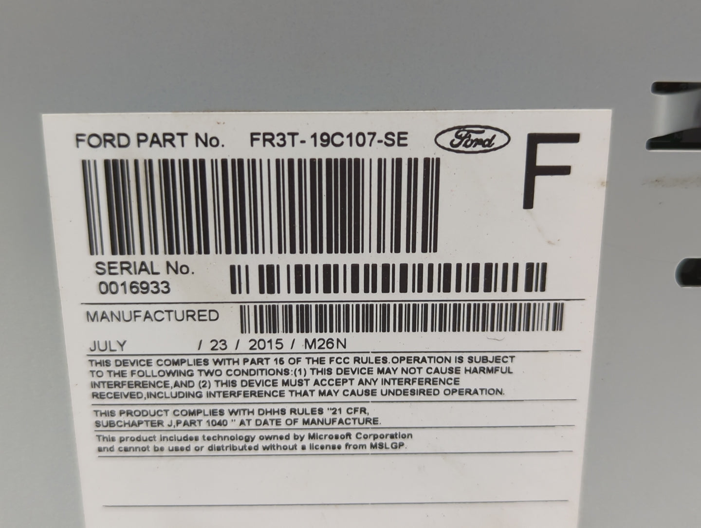 2015-2016 Ford Mustang Am Fm Cd Player Radio Receiver - Oemusedautoparts1.com