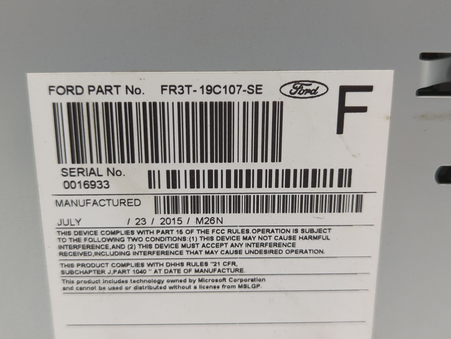 2015-2016 Ford Mustang Am Fm Cd Player Radio Receiver - Oemusedautoparts1.com