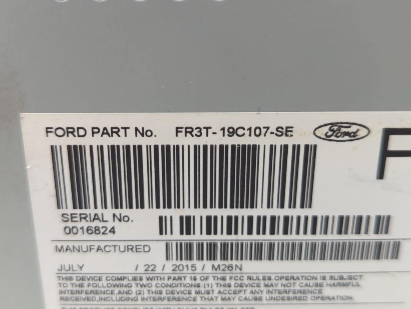 2015-2016 Ford Mustang Radio AM FM Cd Player Receiver Replacement P/N:FR3T-19C107-SE Fits Fits 2015 2016 OEM Used Auto Parts