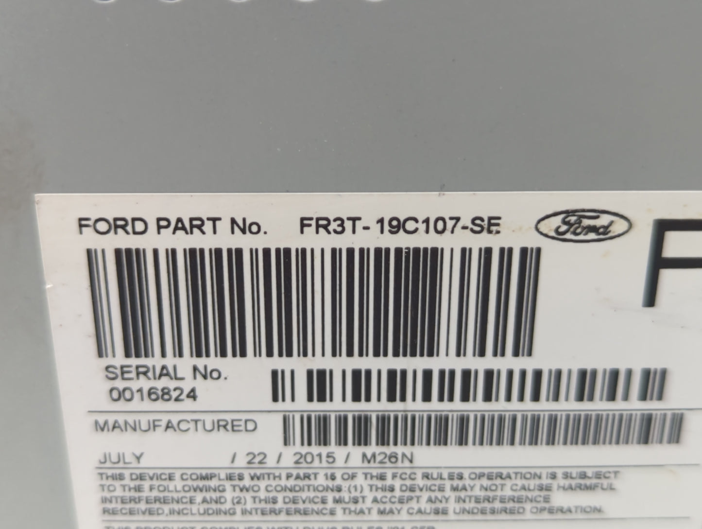2015-2016 Ford Mustang Radio AM FM Cd Player Receiver Replacement P/N:FR3T-19C107-SE Fits Fits 2015 2016 OEM Used Auto Parts