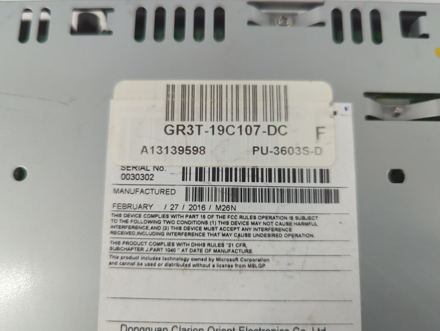 2016 Ford Mustang Radio AM FM Cd Player Receiver Replacement P/N:GR3T-19C107-DC Fits OEM Used Auto Parts - Oemusedautoparts1