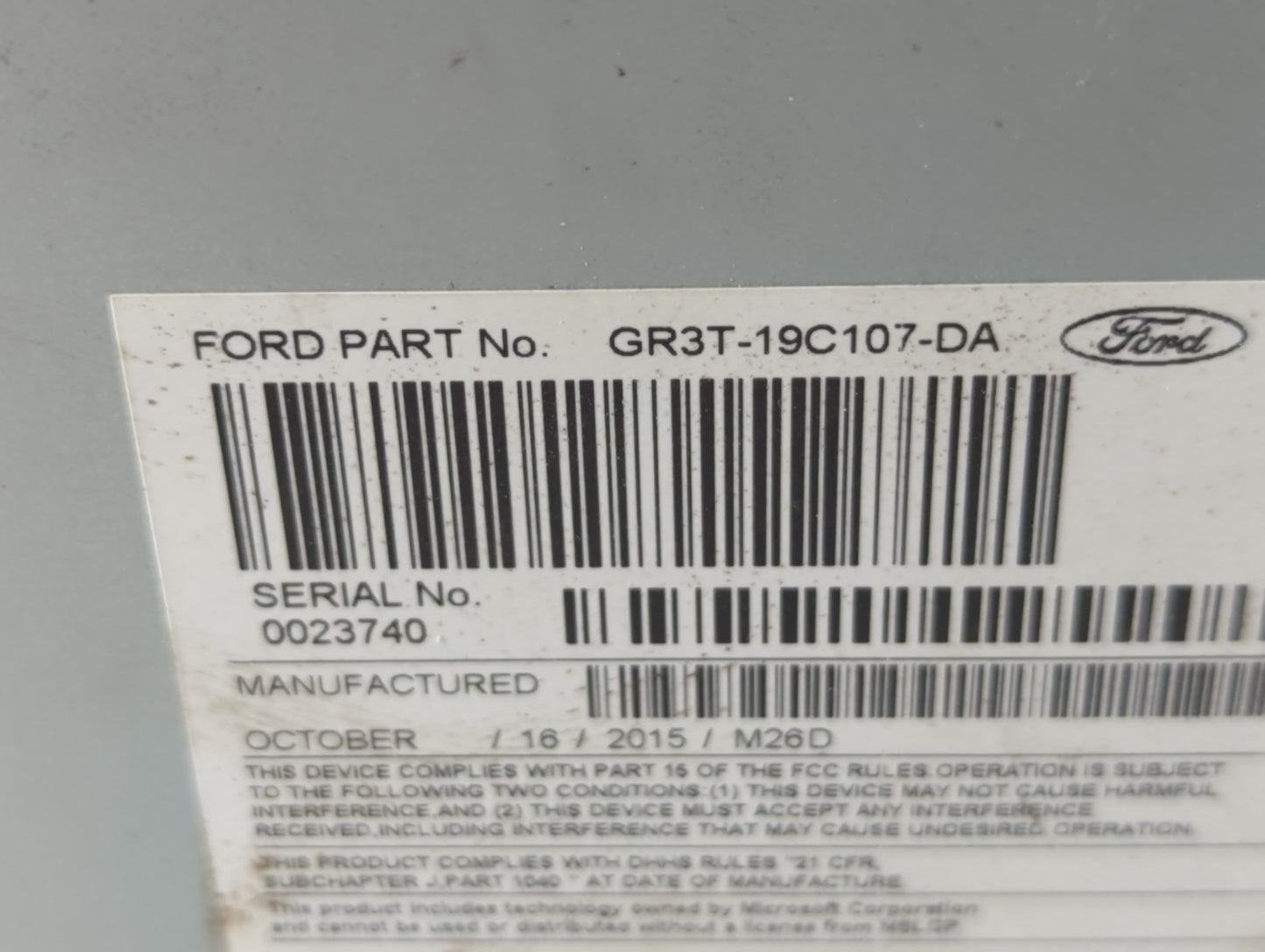 2016 Ford Mustang Radio AM FM Cd Player Receiver Replacement P/N:GR3T-19C107-DA Fits OEM Used Auto Parts - Oemusedautoparts1