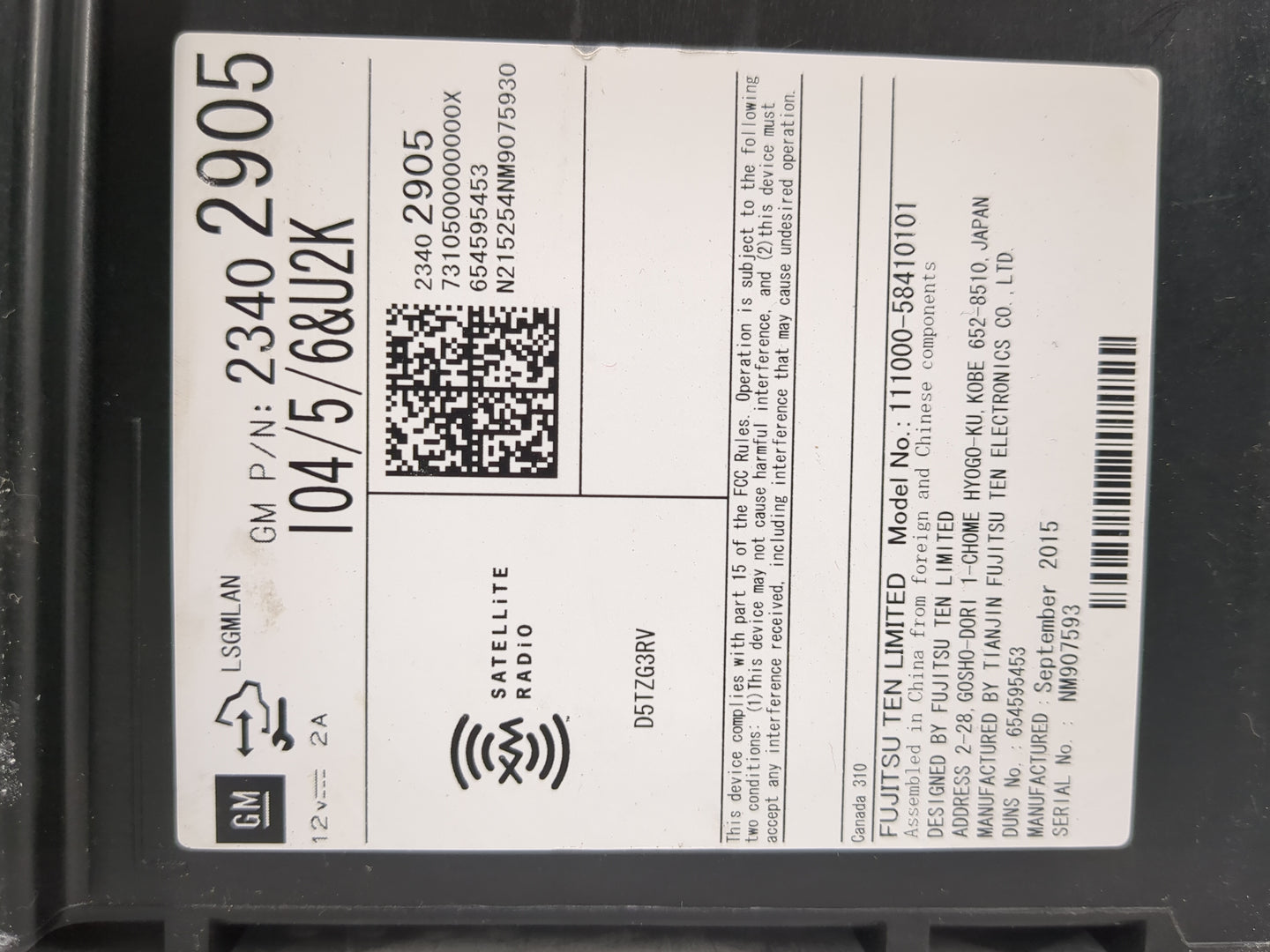 2016 Gmc Canyon Radio AM FM Cd Player Receiver Replacement P/N:23402905 111000-58410101 Fits Fits 2017 OEM Used Auto Parts -