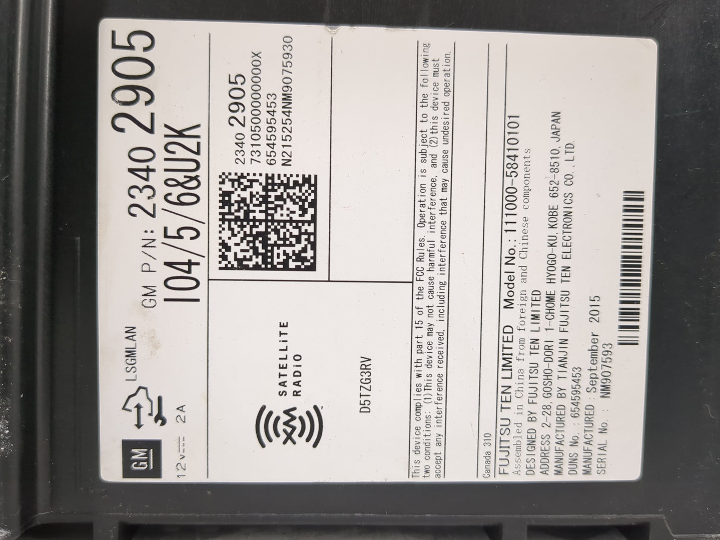 2016 Gmc Canyon Radio AM FM Cd Player Receiver Replacement P/N:23402905 111000-58410101 Fits Fits 2017 OEM Used Auto Parts -