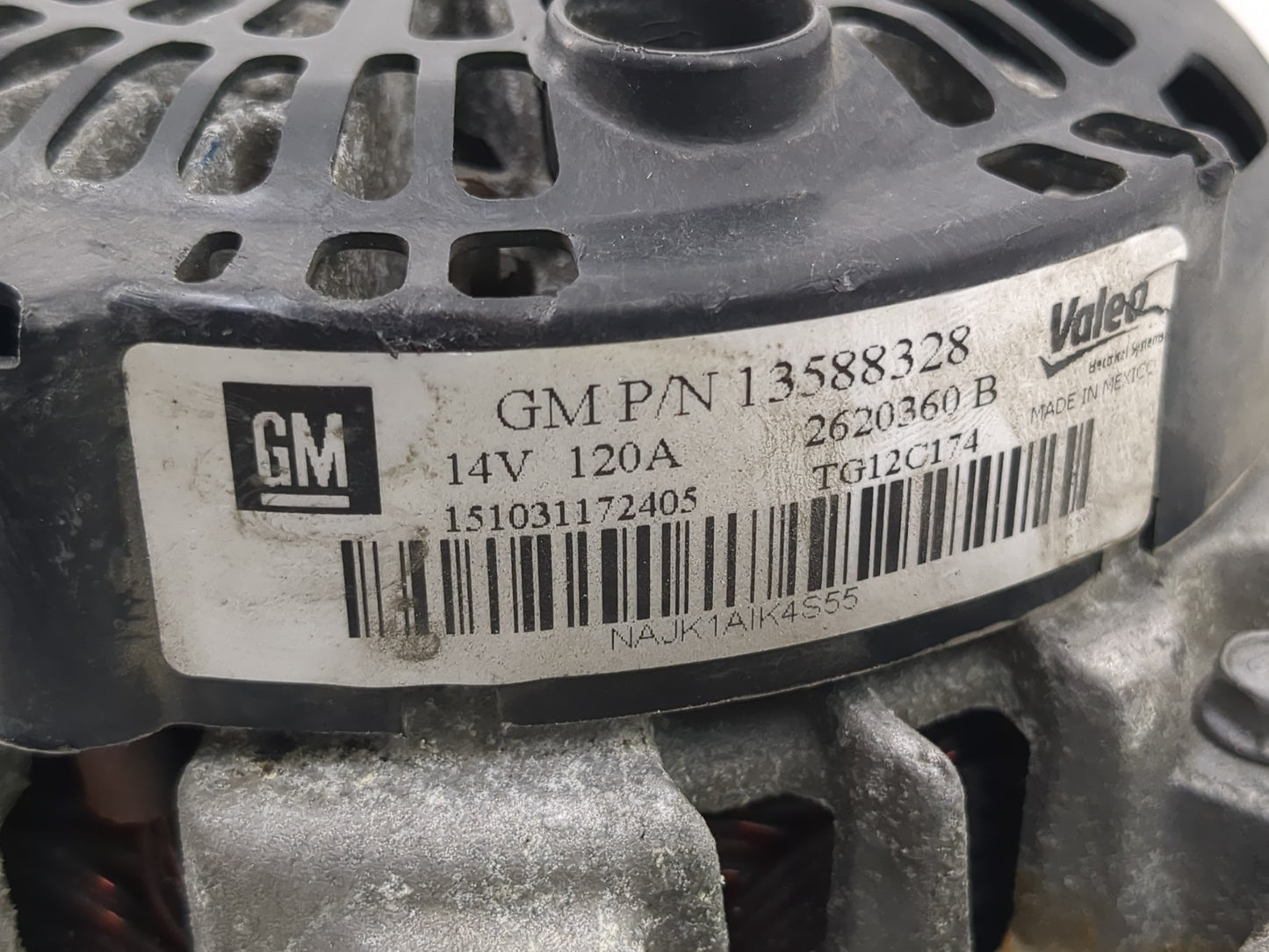 2010-2017 Gmc Terrain Alternator Replacement Generator Charging Assembly Engine OEM P/N:TG12C174 2620360 B Fits OEM Used Aut
