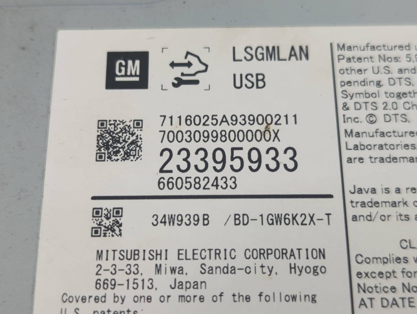 2016-2020 Gmc Yukon Radio AM FM Cd Player Receiver Replacement P/N:23395933 Fits Fits 2016 2017 2018 2019 2020 OEM Used Auto
