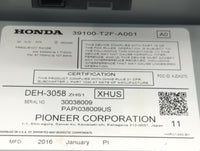 2016 Honda Accord Radio AM FM Cd Player Receiver Replacement P/N:39100-T2F-A001 Fits OEM Used Auto Parts - Oemusedautoparts1