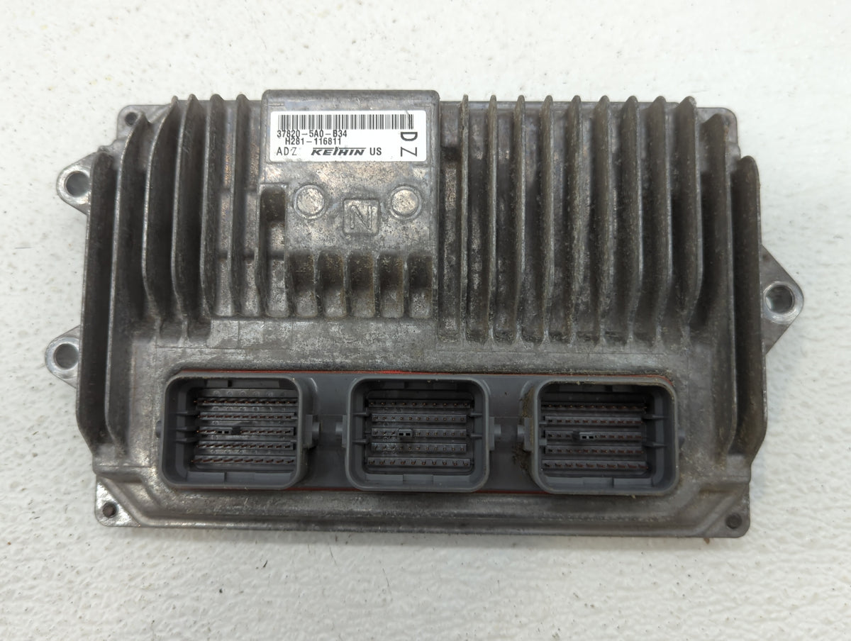 2016-2017 Honda Accord PCM Engine Control Computer ECU ECM PCU OEM P/N:37820-5A0-B34 Fits 2016 2017 OEM Used Auto Parts - Oe