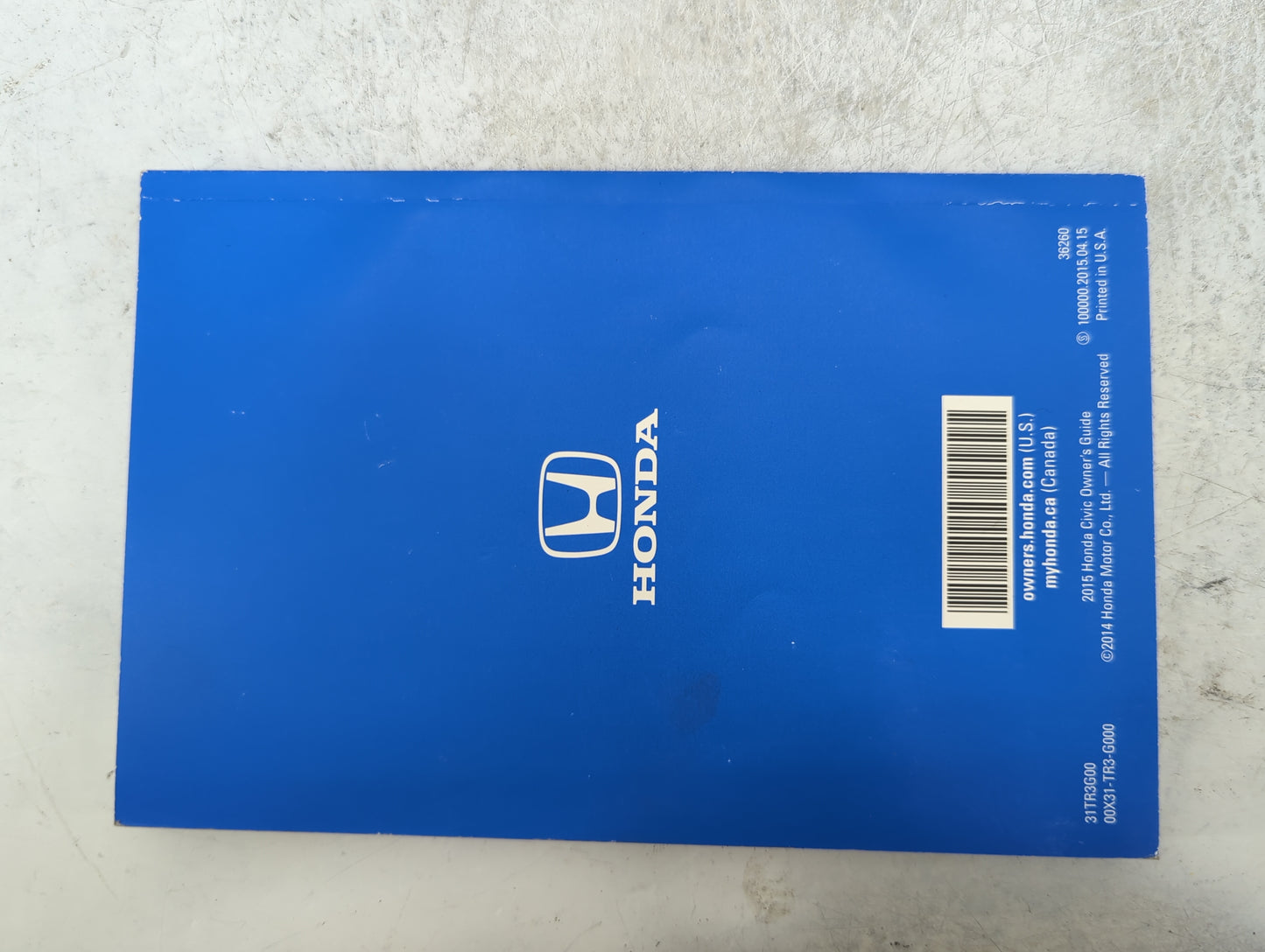 2016 Honda Civic Owners Manual Book Guide P/N:31TR3G00 00X31-TR3-G000, 31H15B00, 00X31-H15-B000 OEM Used Auto Parts - Oemuse