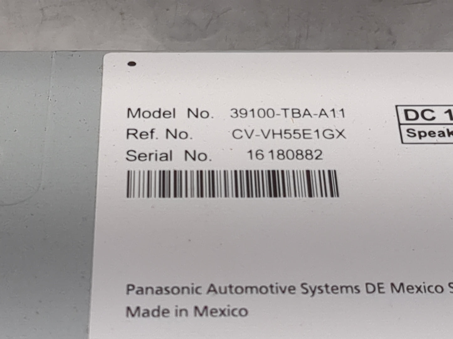 2016-2017 Honda Civic Radio AM FM Cd Player Receiver Replacement P/N:39100-TBA-A11 CV-VH55E1GX Fits Fits 2016 2017 OEM Used 