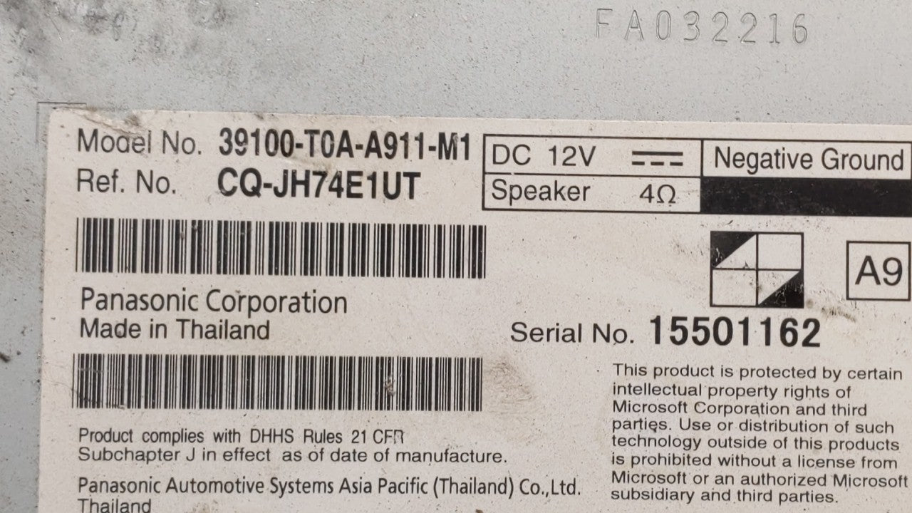 2015-2016 Honda Cr-v Am Fm Cd Player Radio Receiver - Oemusedautoparts1.com