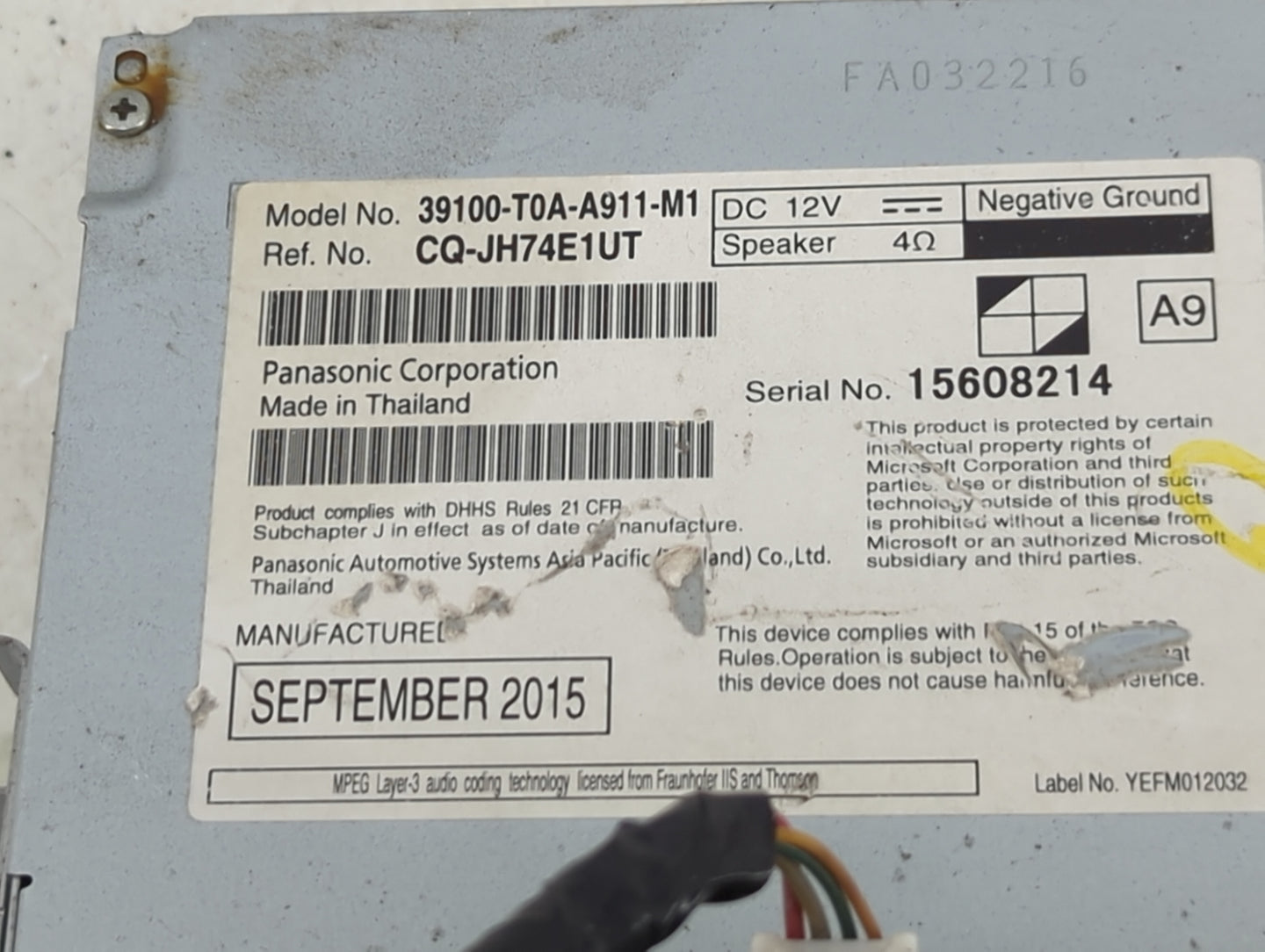 Honda Crv Tuner Satellite Receiver 39100-t0a-a911-m1|cq-jh74e1ut - Oemusedautoparts1.com