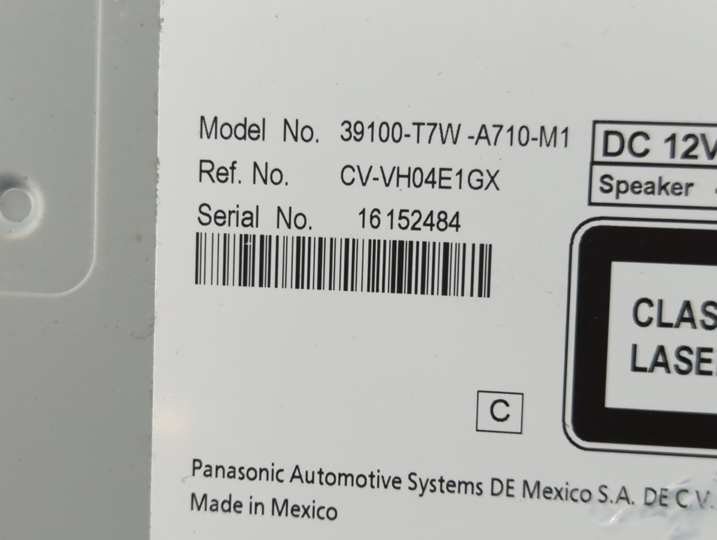 2016 Honda Hr-V Radio AM FM Cd Player Receiver Replacement P/N:39100-T7W-A710-M1 Fits OEM Used Auto Parts - Oemusedautoparts