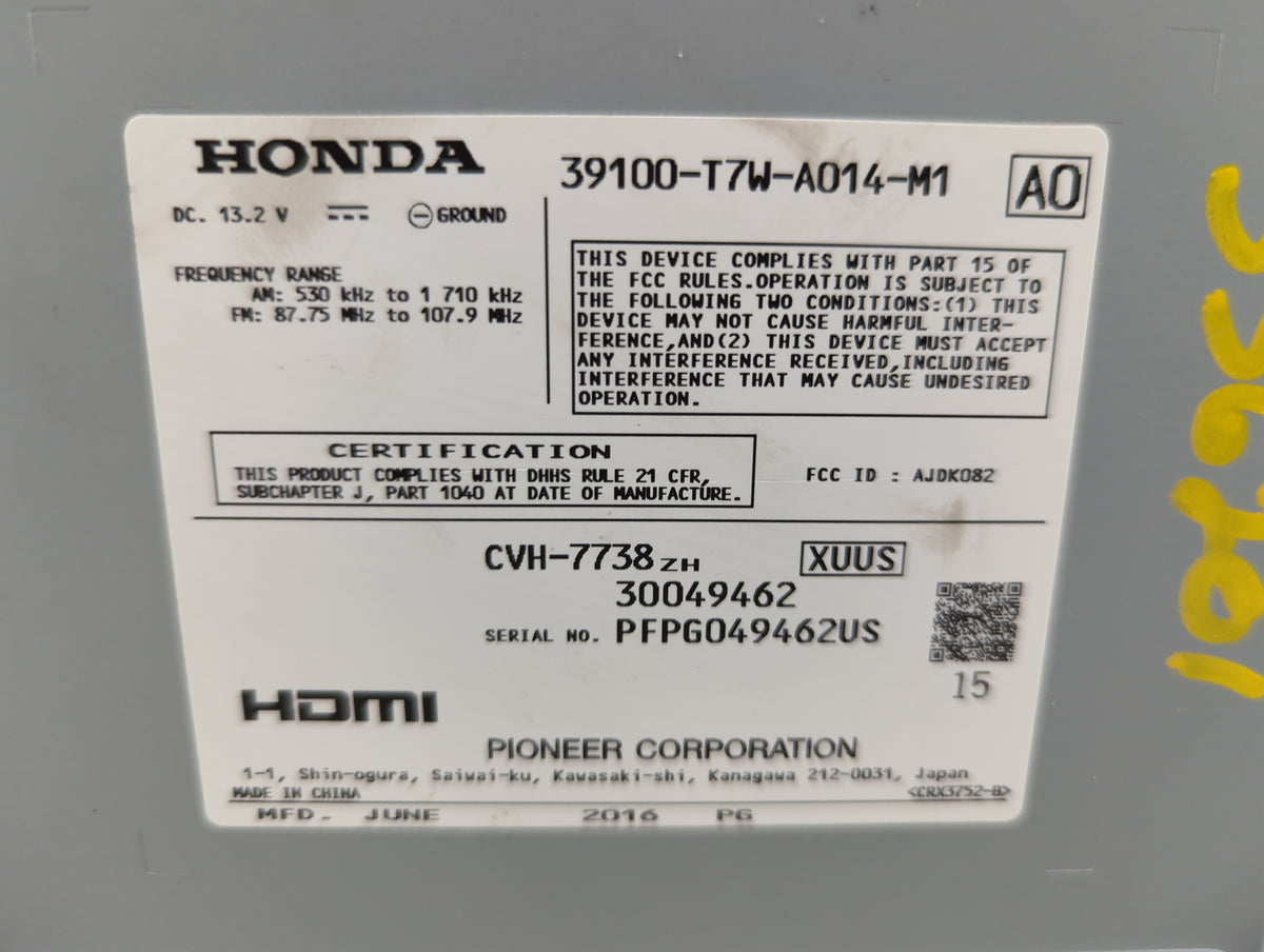 2016 Honda Hr-v Information Radio Display Screen 1456782 - Oemusedautoparts1.com