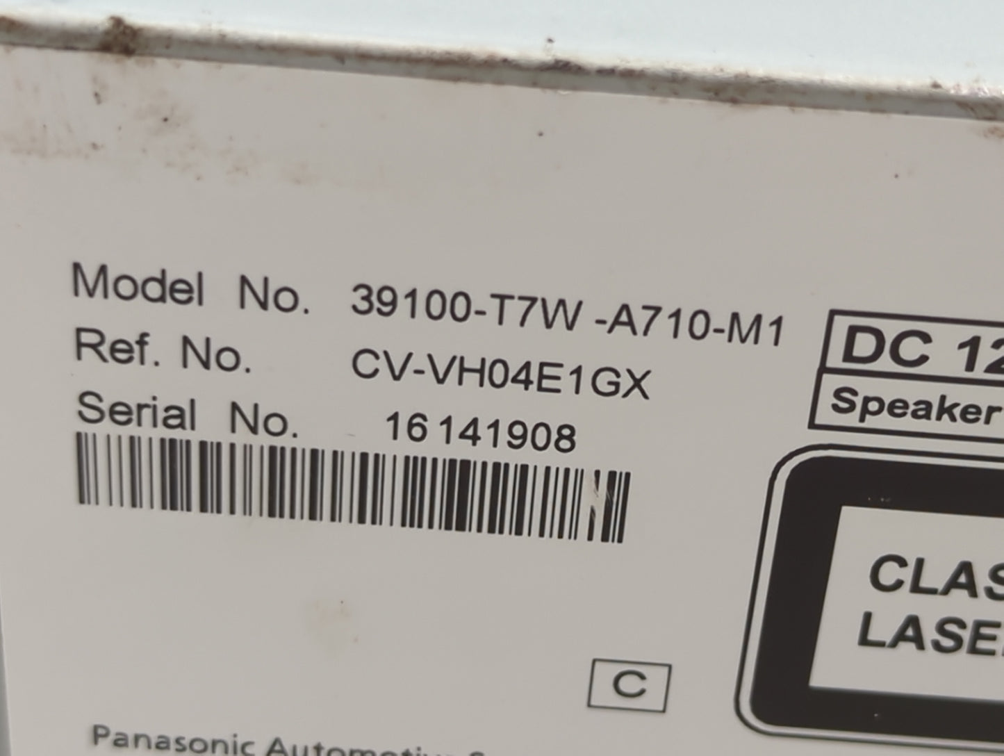 2016 Honda Hr-V Radio AM FM Cd Player Receiver Replacement P/N:39100-T7W-A710-M1 CV-VH04E1GX Fits OEM Used Auto Parts - Oemu