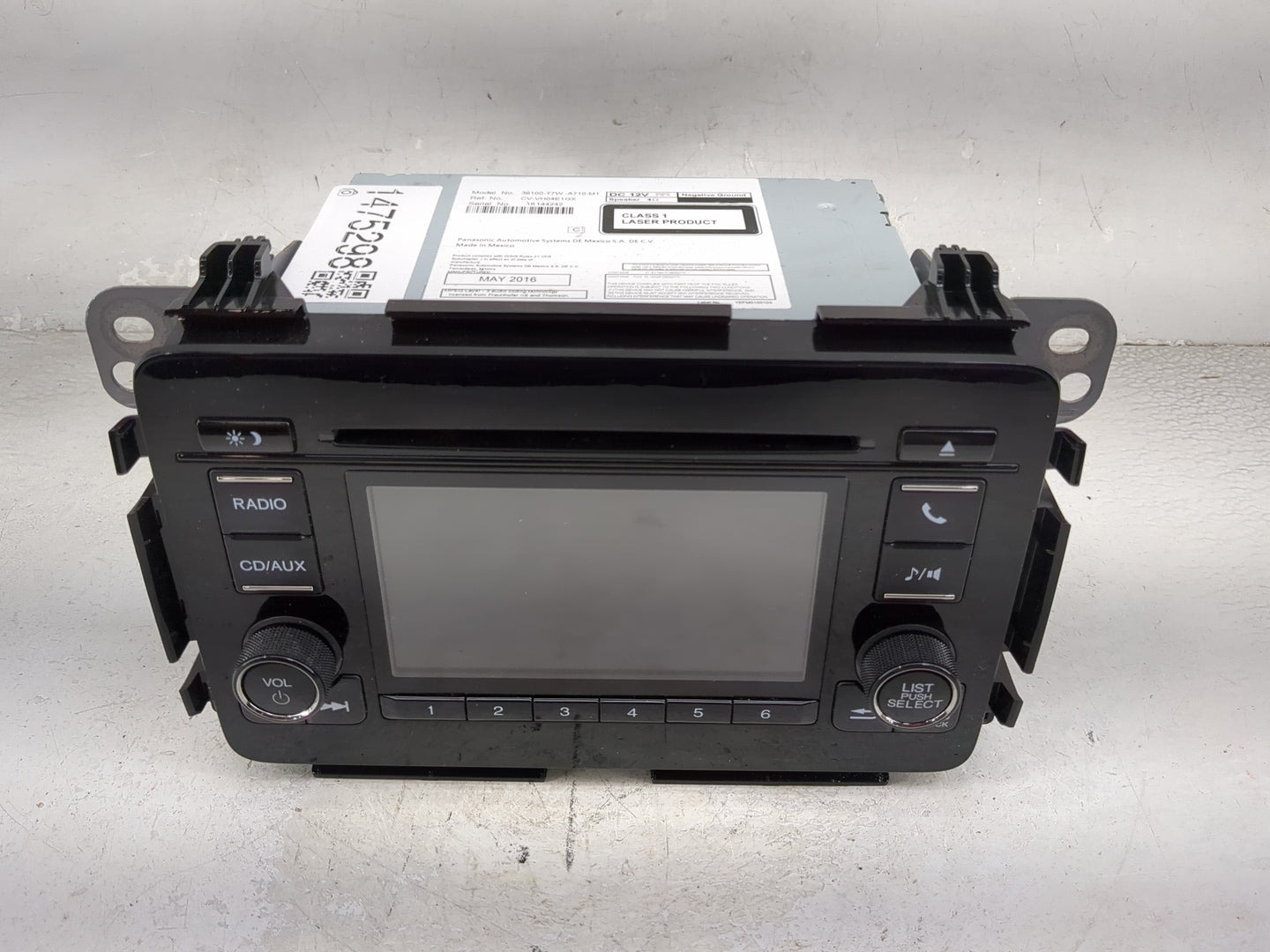 2016 Honda Hr-V Radio AM FM Cd Player Receiver Replacement P/N:39100-T7W-A710-M1 CV-VH04E1GX Fits OEM Used Auto Parts - Oemu