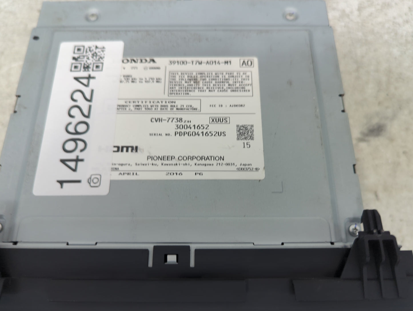 2016 Honda Hr-V Radio AM FM Cd Player Receiver Replacement P/N:39100-T7W-A014-M1 AJOKOR2, CVH-7738, 30041652, PDPG041652US F