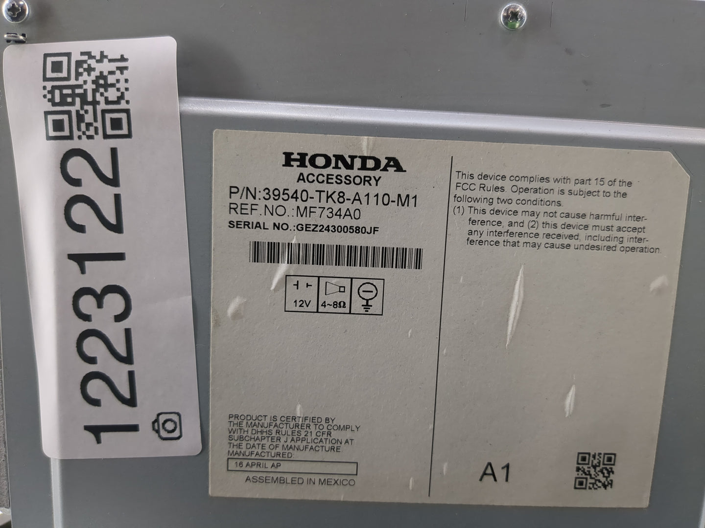 2014-2017 Honda Odyssey Radio AM FM Cd Player Receiver Replacement P/N:39540-TK8-A110-M1 Fits Fits 2014 2015 2016 2017 OEM U