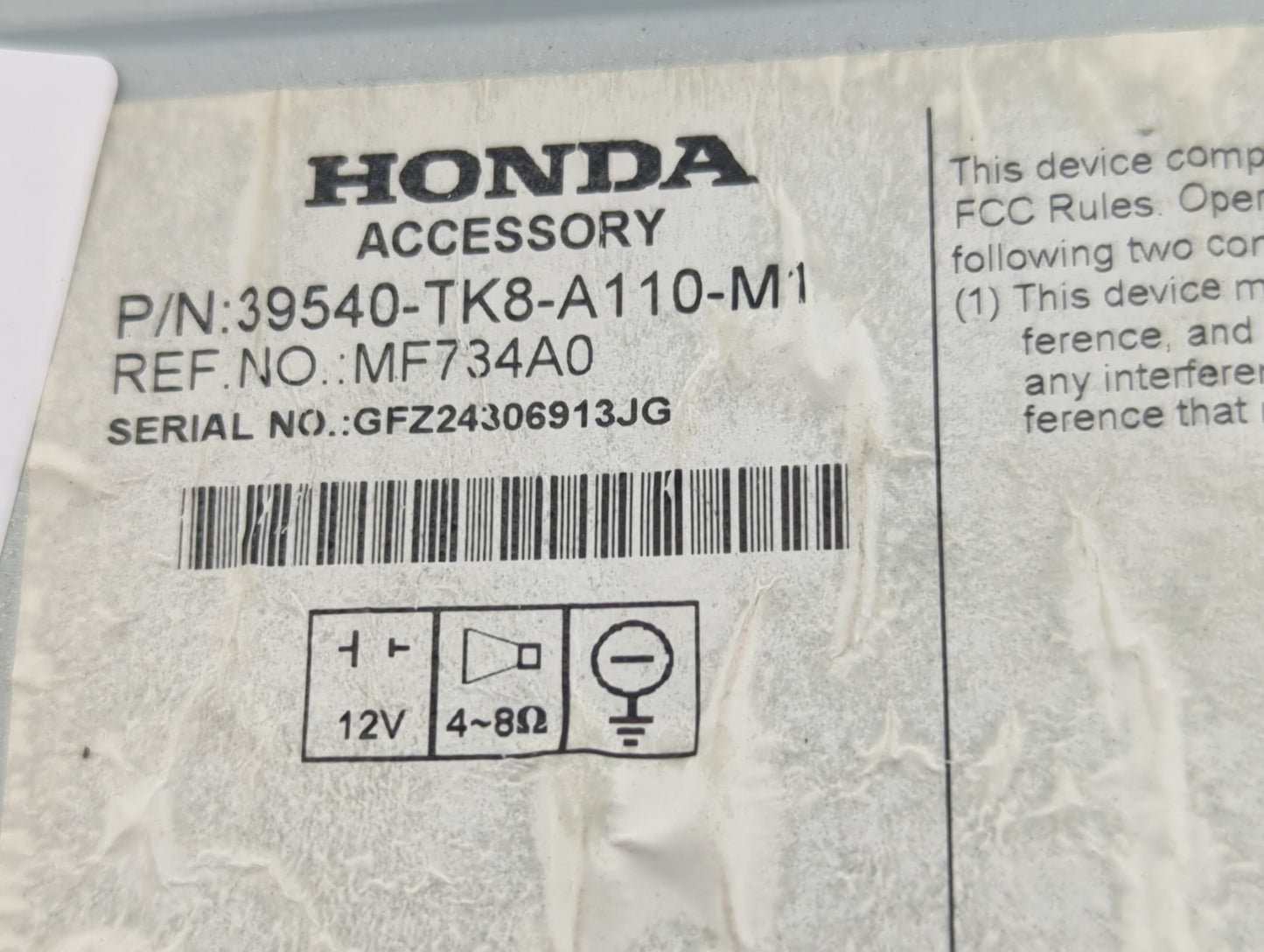 2014-2017 Honda Odyssey Radio AM FM Cd Player Receiver Replacement P/N:39540-TK8-A110-M1 MF734A0 Fits Fits 2014 2015 2016 20