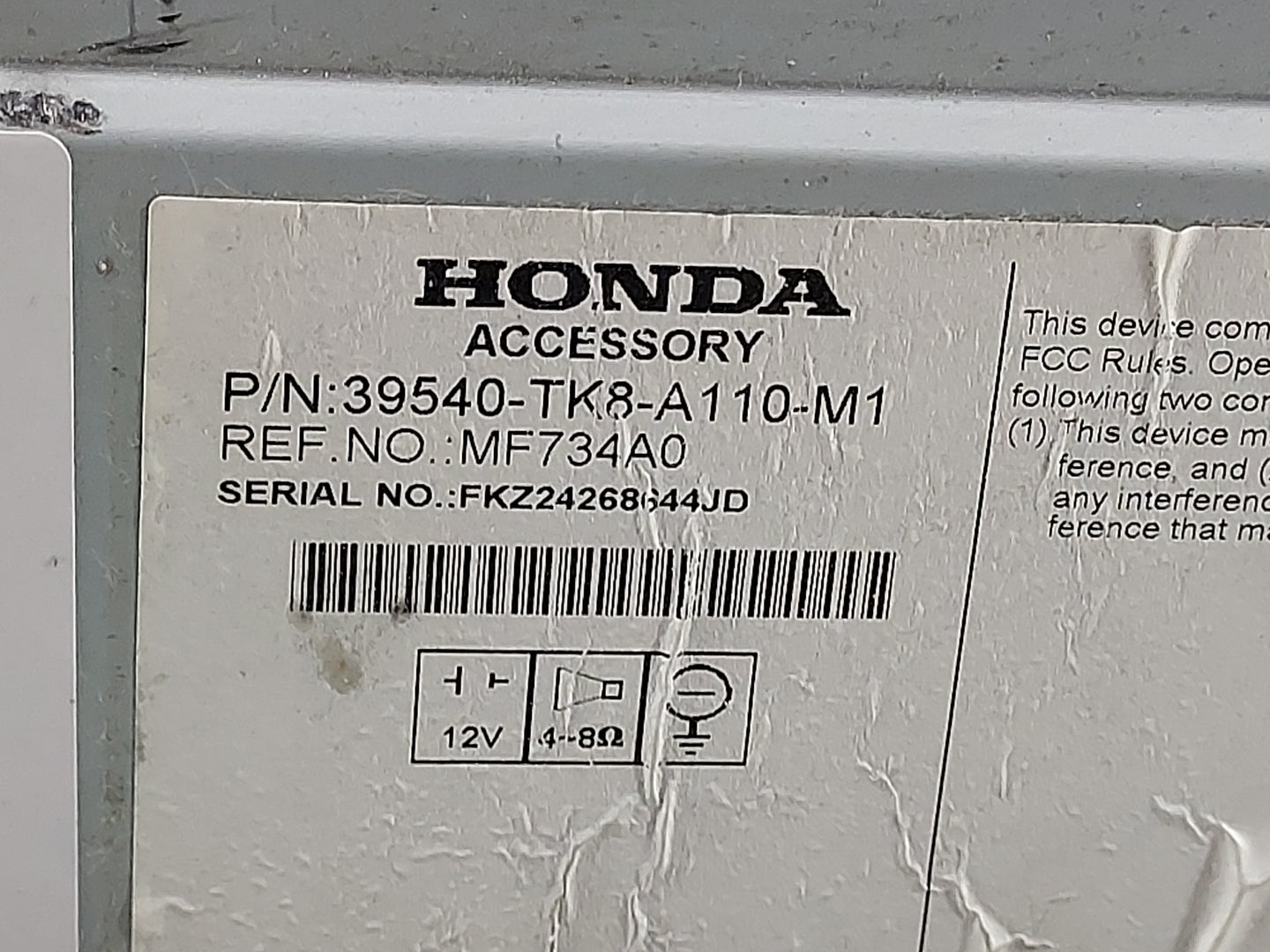 2014-2017 Honda Odyssey Radio AM FM Cd Player Receiver Replacement P/N:39540-TK8-A110-M1 MF734A0 Fits Fits 2014 2015 2016 20