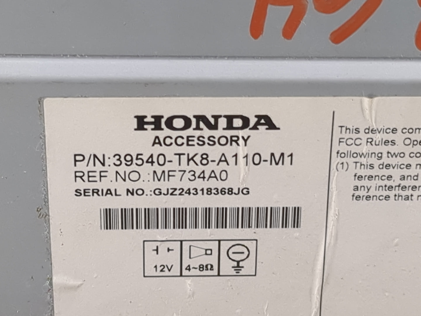 2014-2017 Honda Odyssey Radio AM FM Cd Player Receiver Replacement P/N:39540-TK8-A110-M1 MF734A0 Fits Fits 2014 2015 2016 20