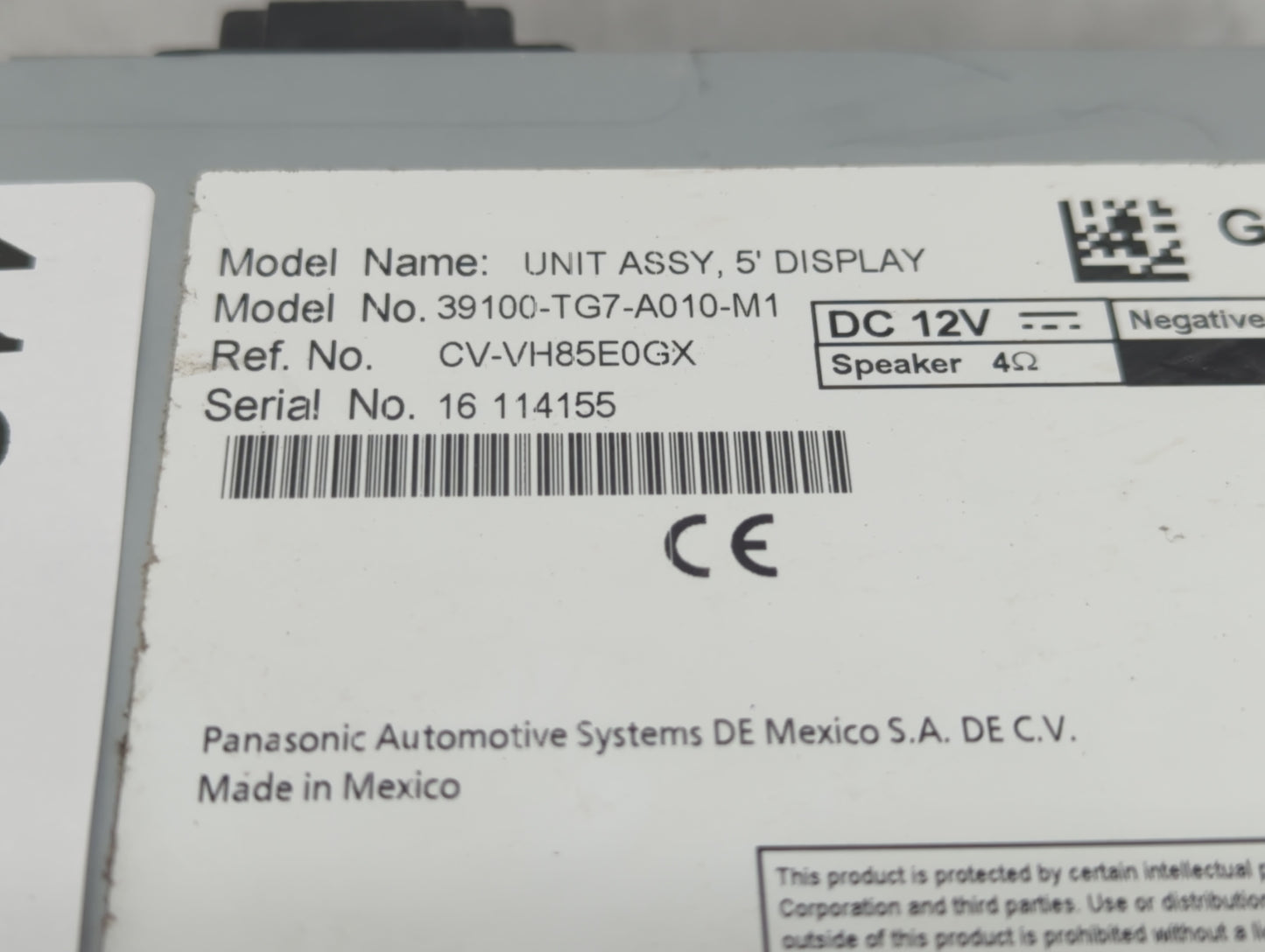 2016-2019 Honda Pilot Am Fm Cd Player Radio Receiver - Oemusedautoparts1.com