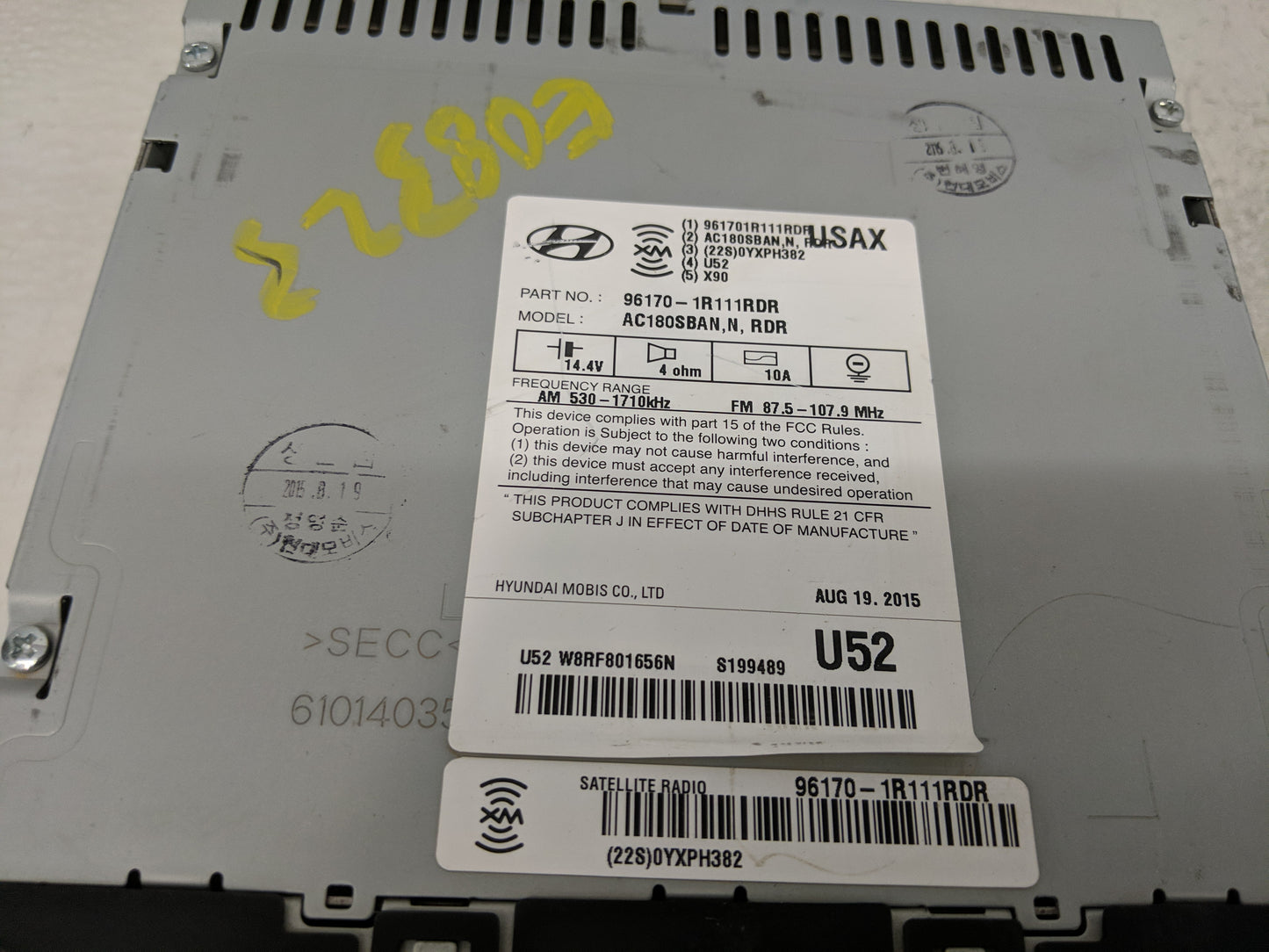 2015-2017 Hyundai Accent Radio AM FM Cd Player Receiver Replacement P/N:96170-1R111RDR Fits Fits 2015 2016 2017 OEM Used Aut