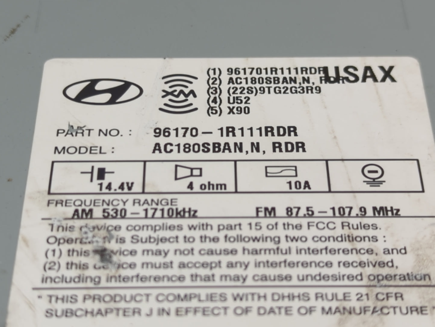 2015-2017 Hyundai Accent Radio AM FM Cd Player Receiver Replacement P/N:961701R111RDR AC180SBAN Fits Fits 2015 2016 2017 OEM