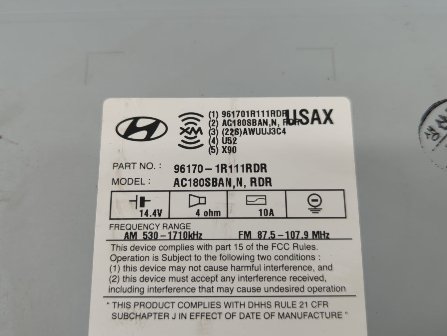 2015-2017 Hyundai Accent Am Fm Cd Player Radio Receiver - Oemusedautoparts1.com