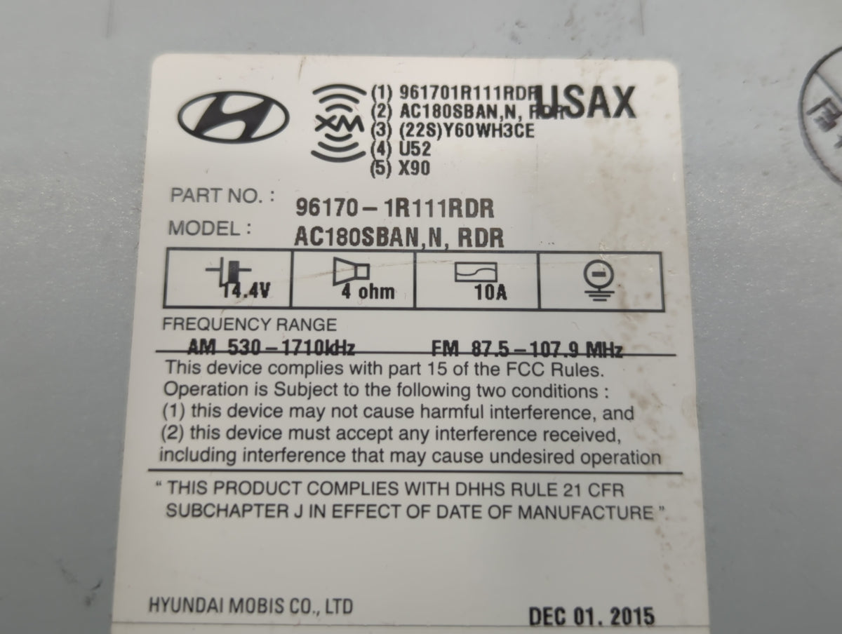 2016 Hyundai Accent Am Fm Cd Player Radio Receiver 735328 - Oemusedautoparts1.com