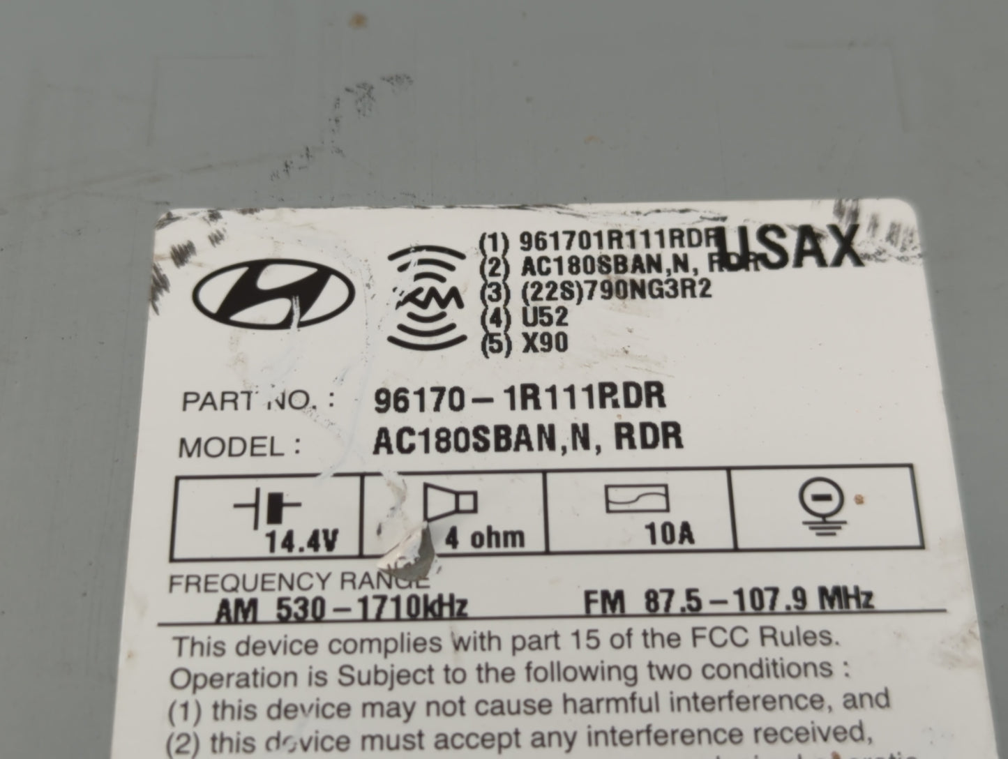 2015-2017 Hyundai Accent Radio AM FM Cd Player Receiver Replacement P/N:96170-1R111RDR Fits Fits 2015 2016 2017 OEM Used Aut