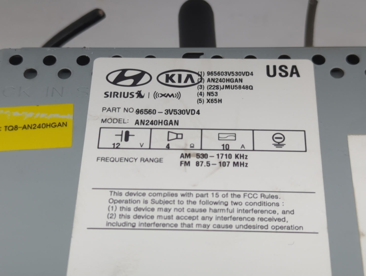 2015-2017 Hyundai Azera Radio AM FM Cd Player Receiver Replacement P/N:96560-3V530VD4 Fits Fits 2015 2016 2017 OEM Used Auto