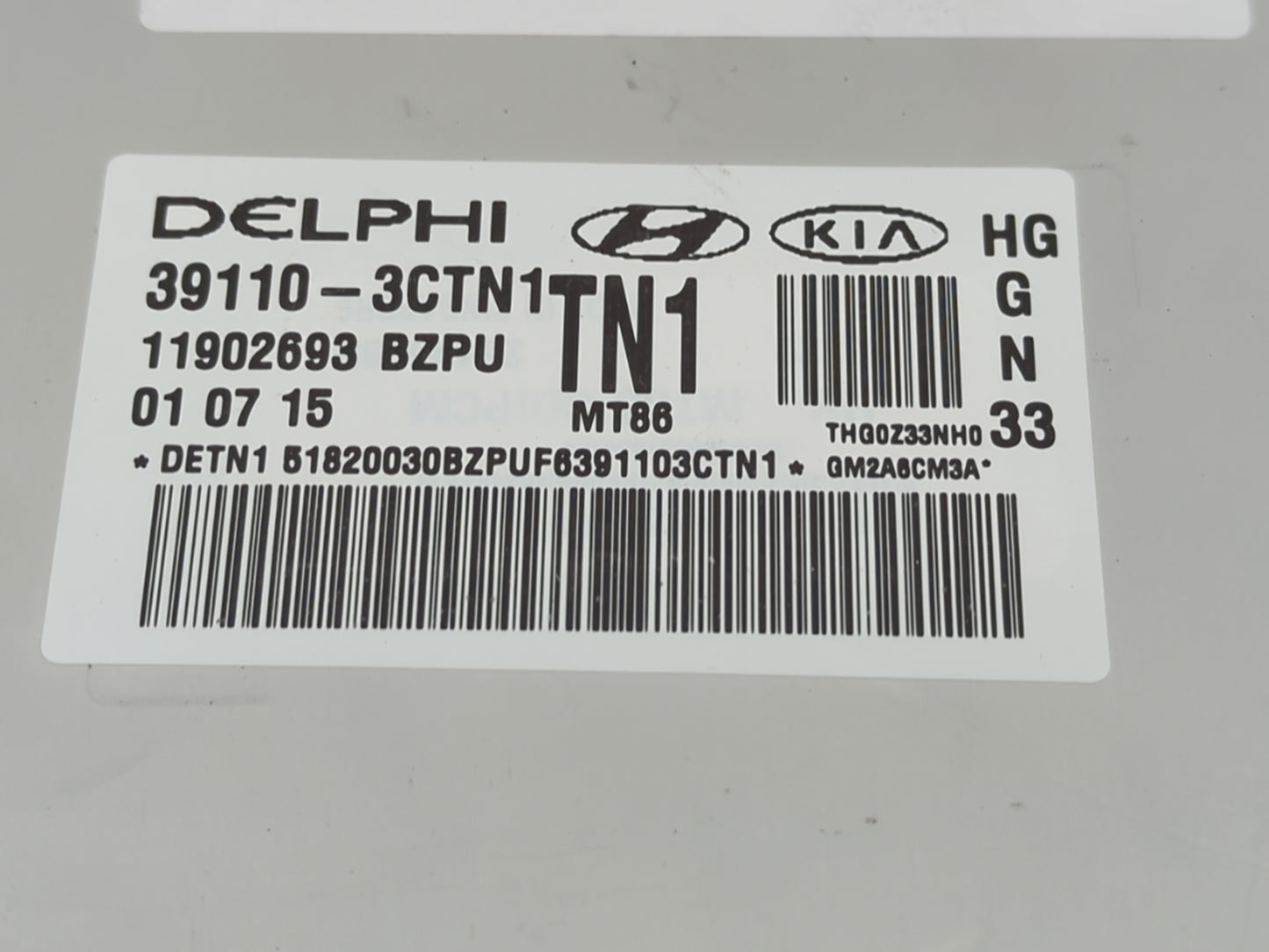 2015-2017 Hyundai Azera PCM Engine Control Computer ECU ECM PCU OEM P/N:39110-3CTN1 Fits Fits 2015 2016 2017 OEM Used Auto P