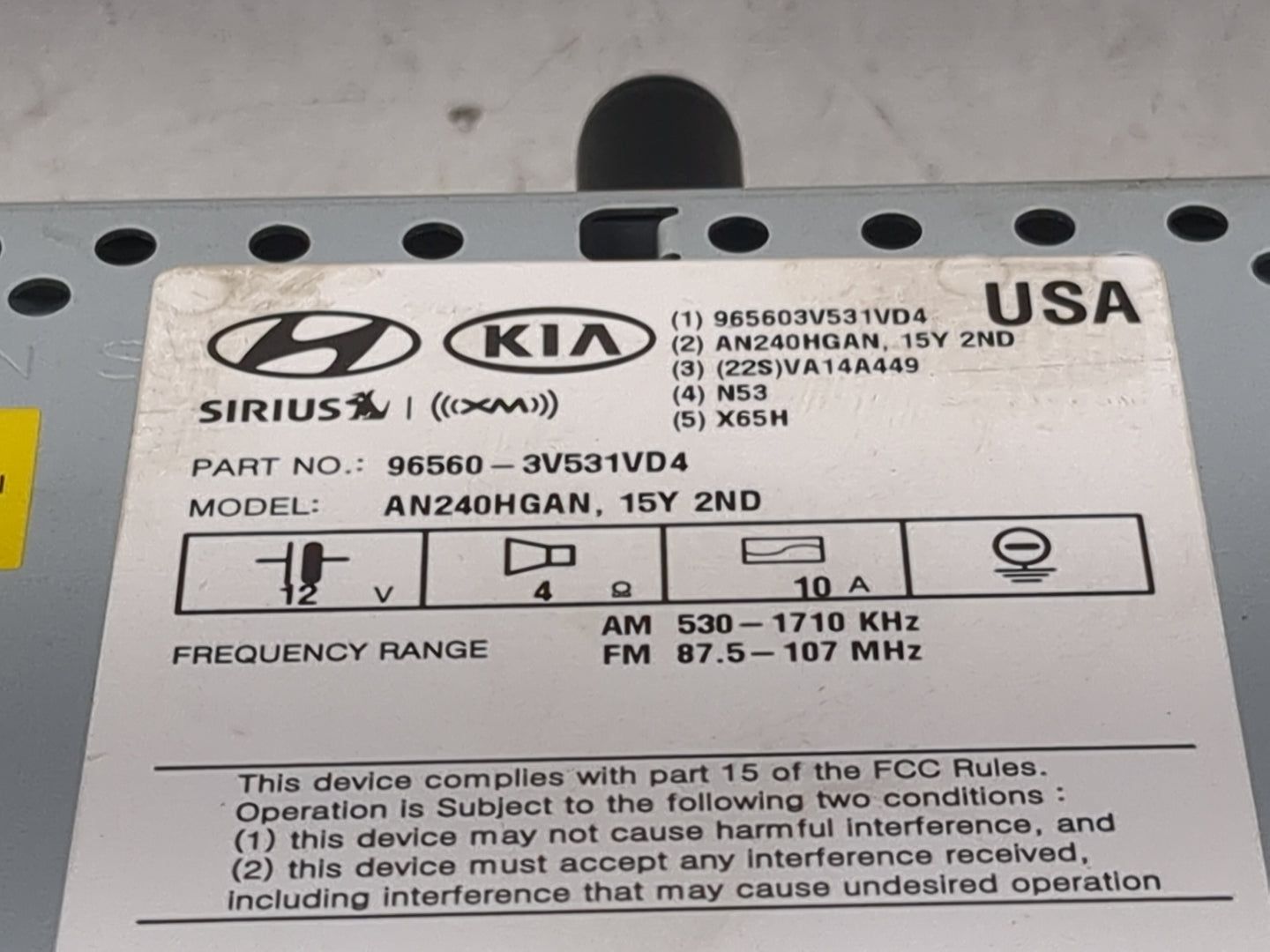 2015-2017 Hyundai Azera Radio AM FM Cd Player Receiver Replacement P/N:96560-3V531VD4 AN240HGAN Fits Fits 2015 2016 2017 OEM