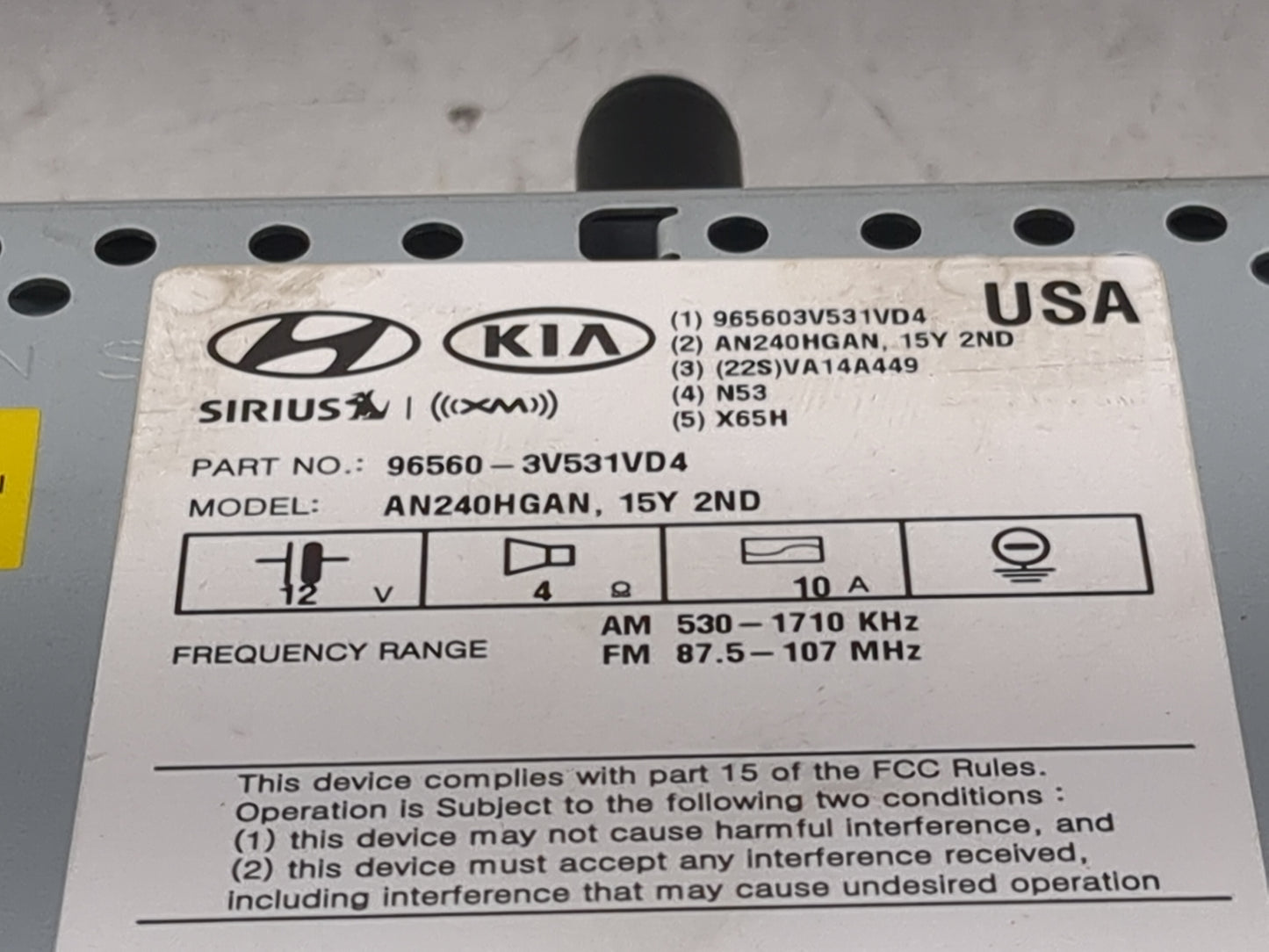 2015-2017 Hyundai Azera Radio AM FM Cd Player Receiver Replacement P/N:96560-3V531VD4 AN240HGAN Fits Fits 2015 2016 2017 OEM