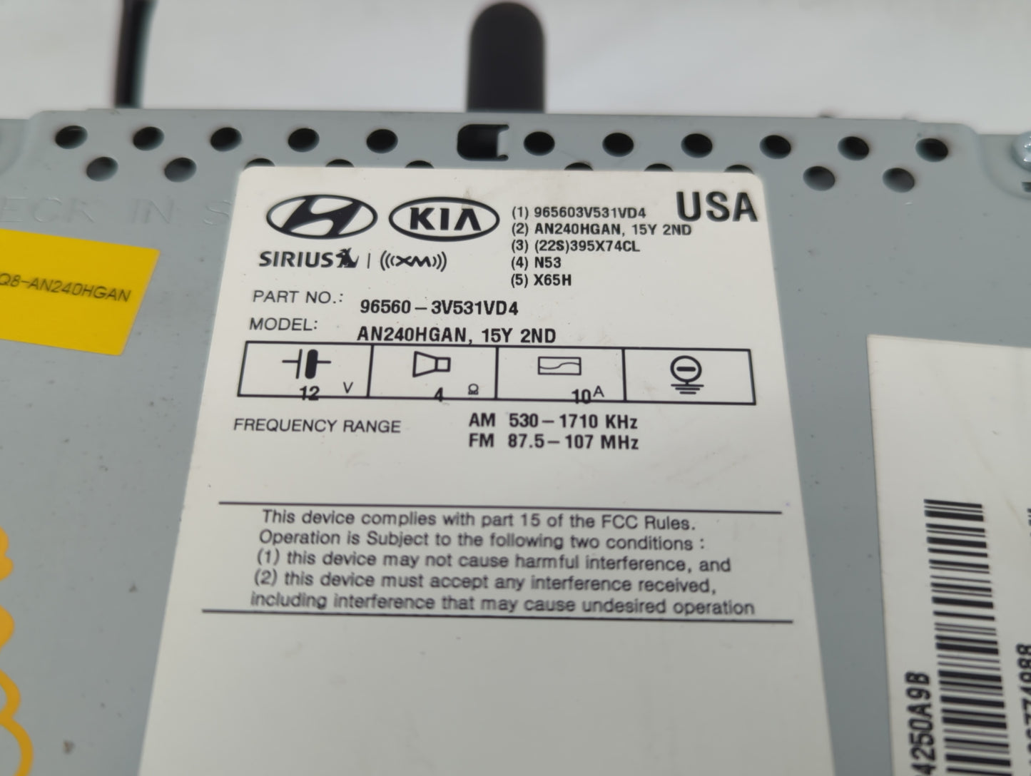 2015-2017 Hyundai Azera Radio AM FM Cd Player Receiver Replacement P/N:96560-3V532DV4 Fits Fits 2015 2016 2017 OEM Used Auto