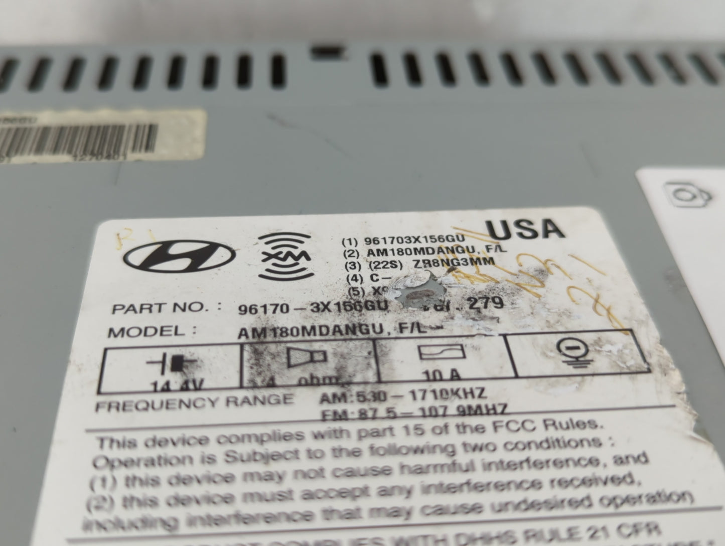 2014-2016 Hyundai Elantra Radio AM FM Cd Player Receiver Replacement P/N:96170-3X156GU Fits Fits 2014 2015 2016 OEM Used Aut