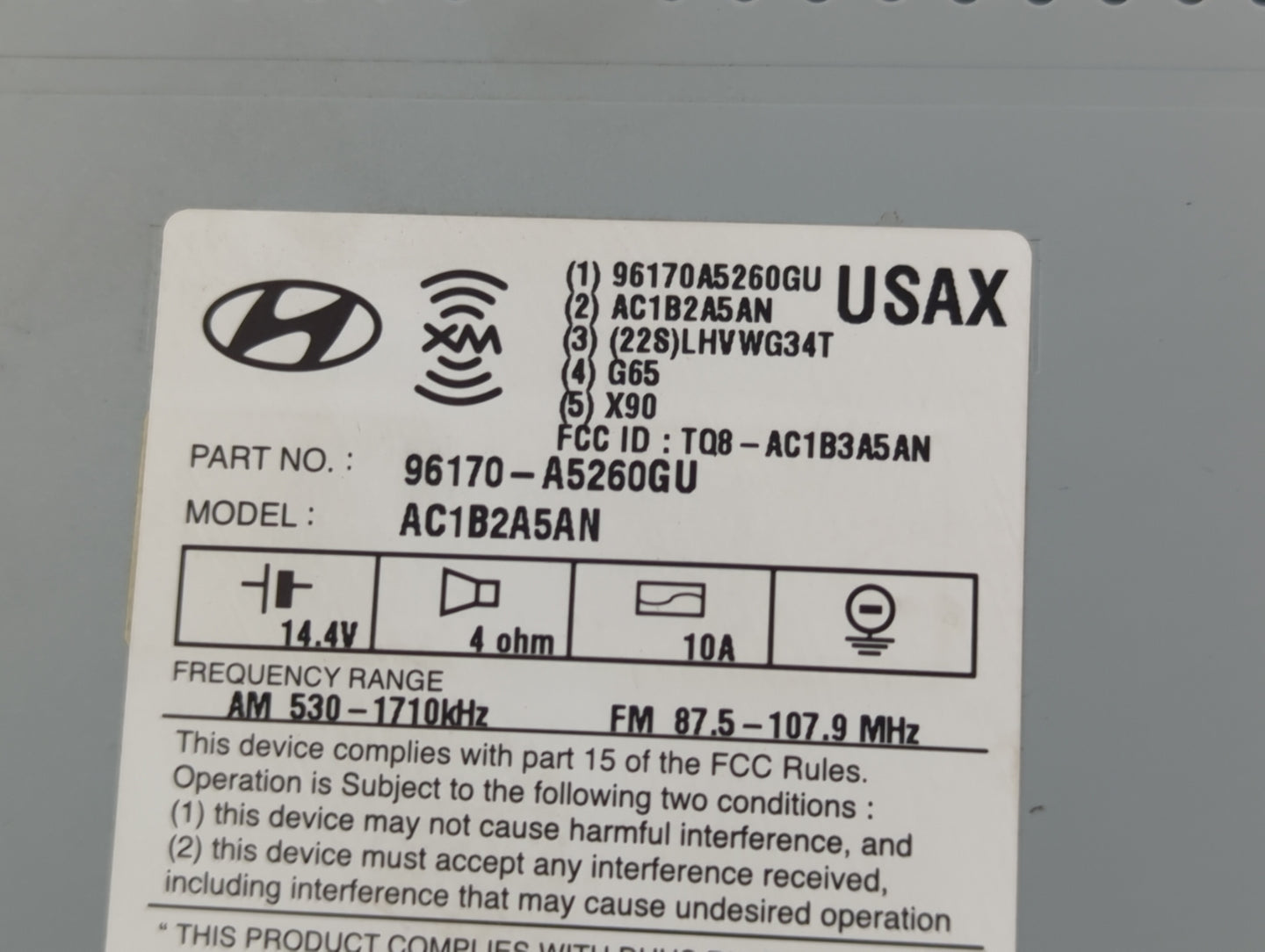2016-2017 Hyundai Elantra Radio AM FM Cd Player Receiver Replacement P/N:96170-A5260GU Fits Fits 2016 2017 OEM Used Auto Par