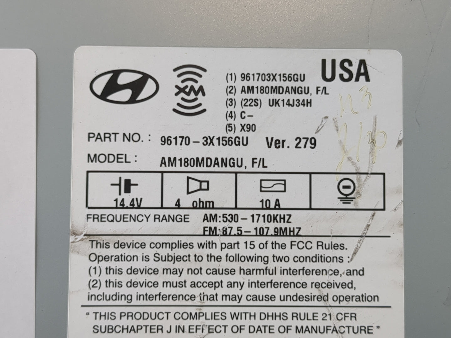 2014-2016 Hyundai Elantra Radio AM FM Cd Player Receiver Replacement P/N:96170-3X156GU Fits Fits 2014 2015 2016 OEM Used Aut