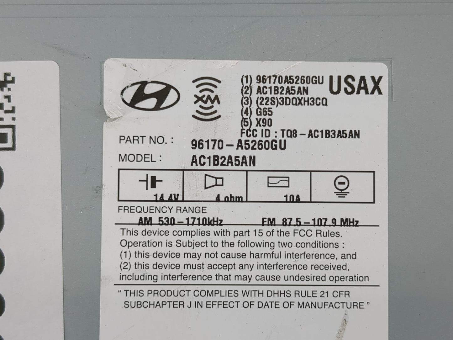 2016-2017 Hyundai Elantra Radio AM FM Cd Player Receiver Replacement P/N:96170-A5260GU Fits Fits 2016 2017 OEM Used Auto Par
