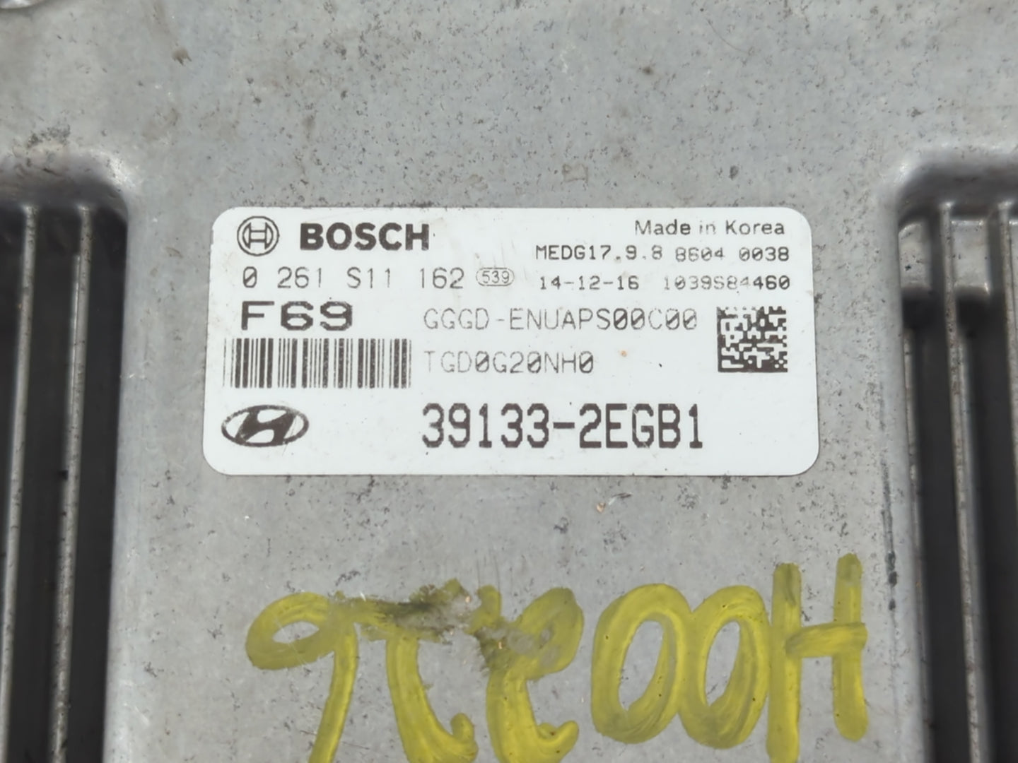 2016-2017 Hyundai Elantra PCM Engine Control Computer ECU ECM PCU OEM P/N:39133-2EGB1 Fits Fits 2016 2017 OEM Used Auto Part