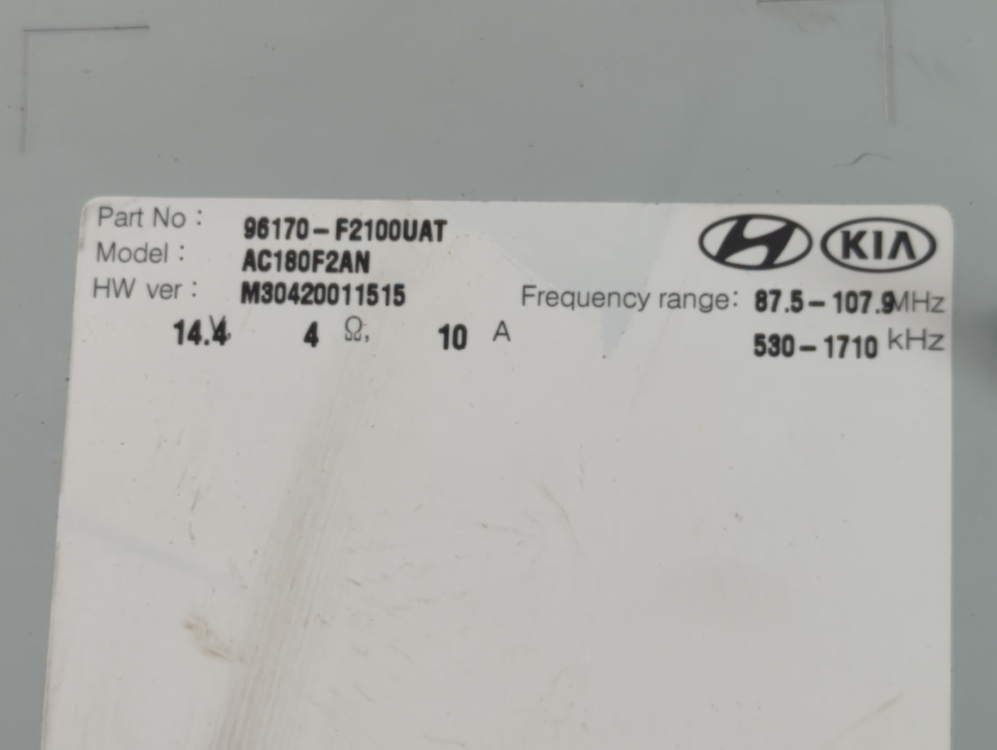 2014-2016 Hyundai Elantra Radio AM FM Cd Player Receiver Replacement P/N:96170-F2100UAT Fits Fits 2014 2015 2016 OEM Used Au