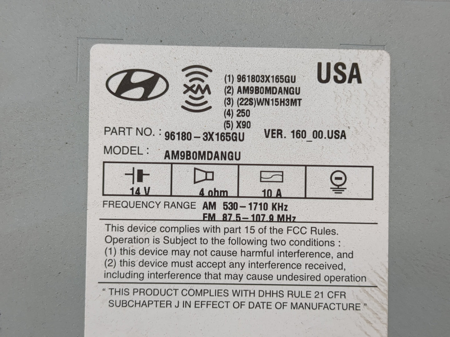 2014-2016 Hyundai Elantra Radio AM FM Cd Player Receiver Replacement P/N:96180-3X165GU Fits Fits 2014 2015 2016 OEM Used Aut