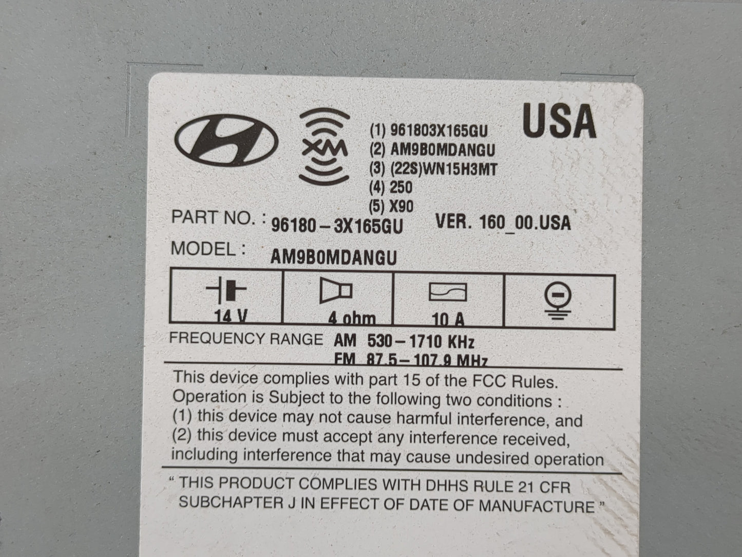 2014-2016 Hyundai Elantra Radio AM FM Cd Player Receiver Replacement P/N:96180-3X165GU Fits Fits 2014 2015 2016 OEM Used Aut
