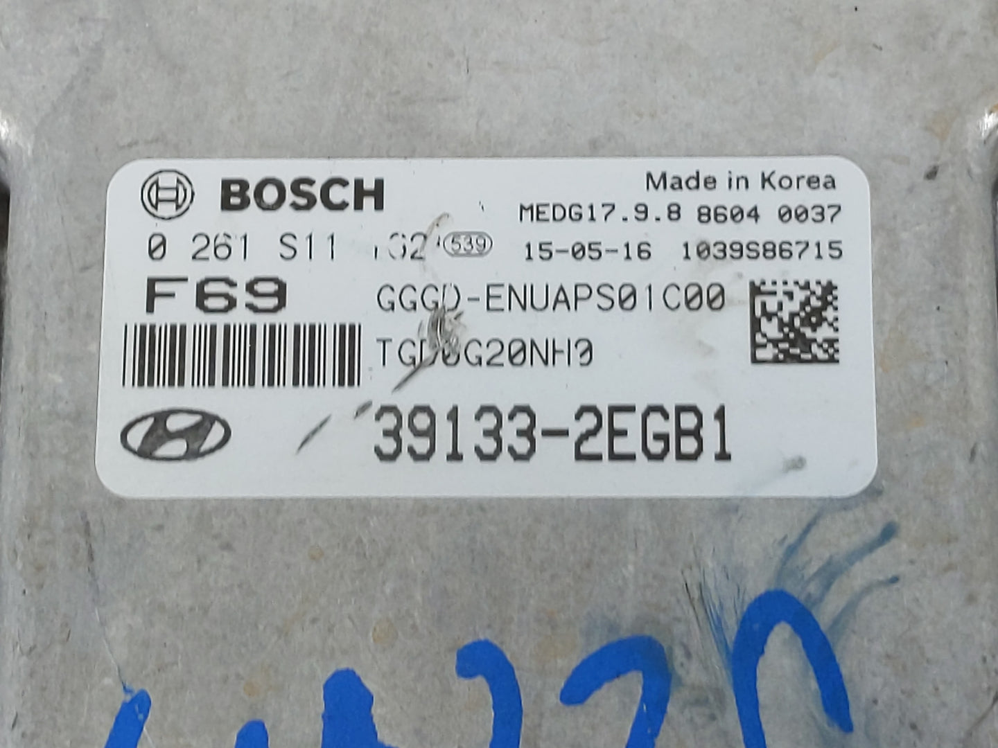 2016-2017 Hyundai Elantra PCM Engine Control Computer ECU ECM PCU OEM P/N:39133-2EGB1 Fits Fits 2016 2017 OEM Used Auto Part