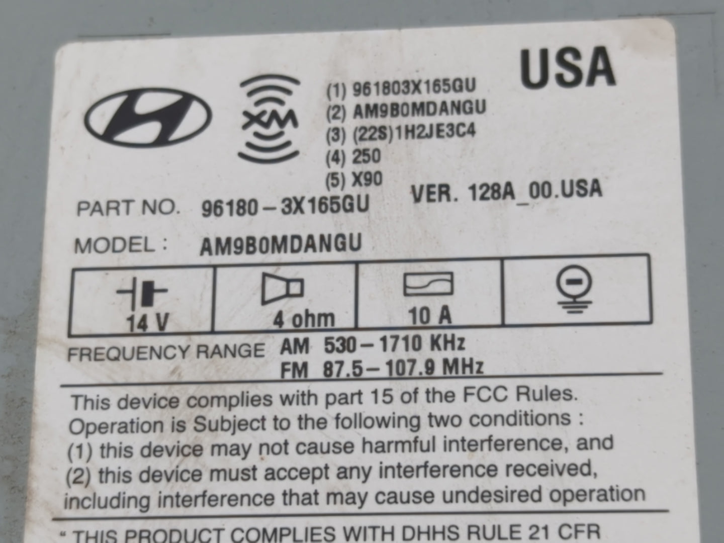 2014-2016 Hyundai Elantra Radio AM FM Cd Player Receiver Replacement P/N:96180-3X165GU Fits Fits 2014 2015 2016 OEM Used Aut