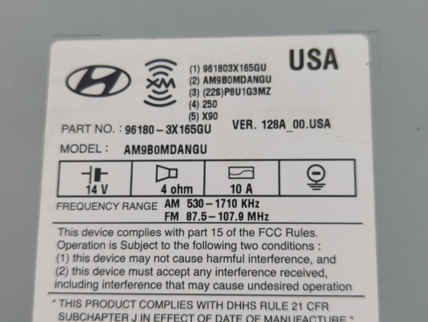 2014-2016 Hyundai Elantra Radio AM FM Cd Player Receiver Replacement P/N:96180-3X165GU Fits Fits 2014 2015 2016 OEM Used Aut