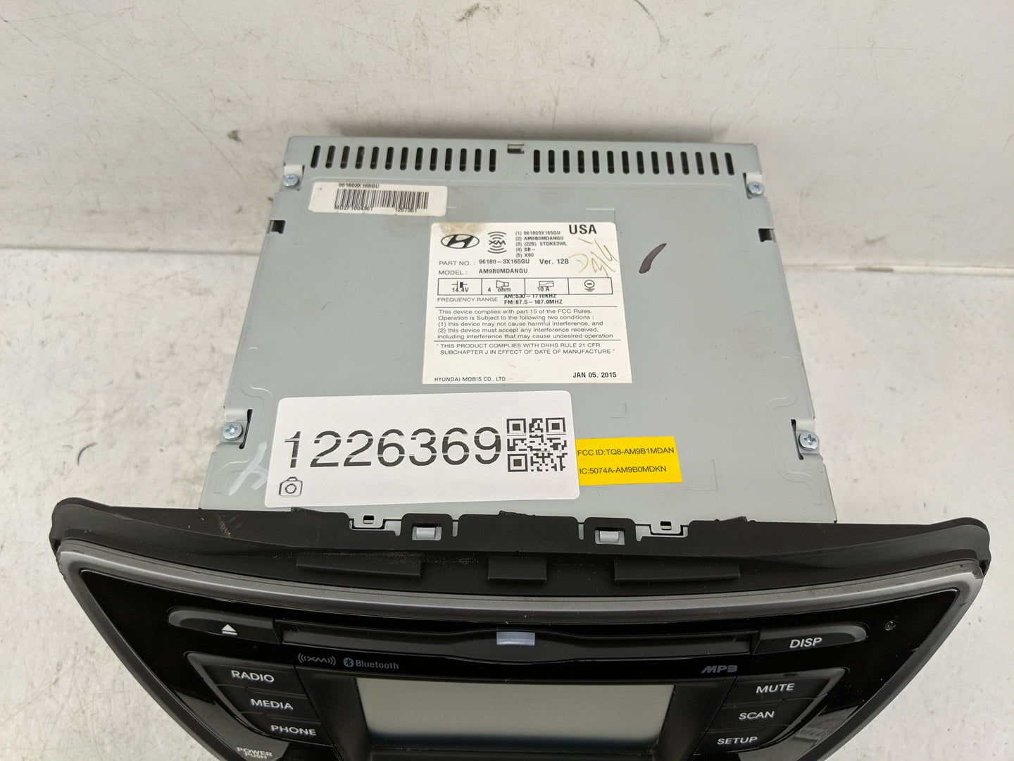 2014-2016 Hyundai Elantra Radio AM FM Cd Player Receiver Replacement P/N:96180-3X165GU Fits Fits 2014 2015 2016 OEM Used Aut