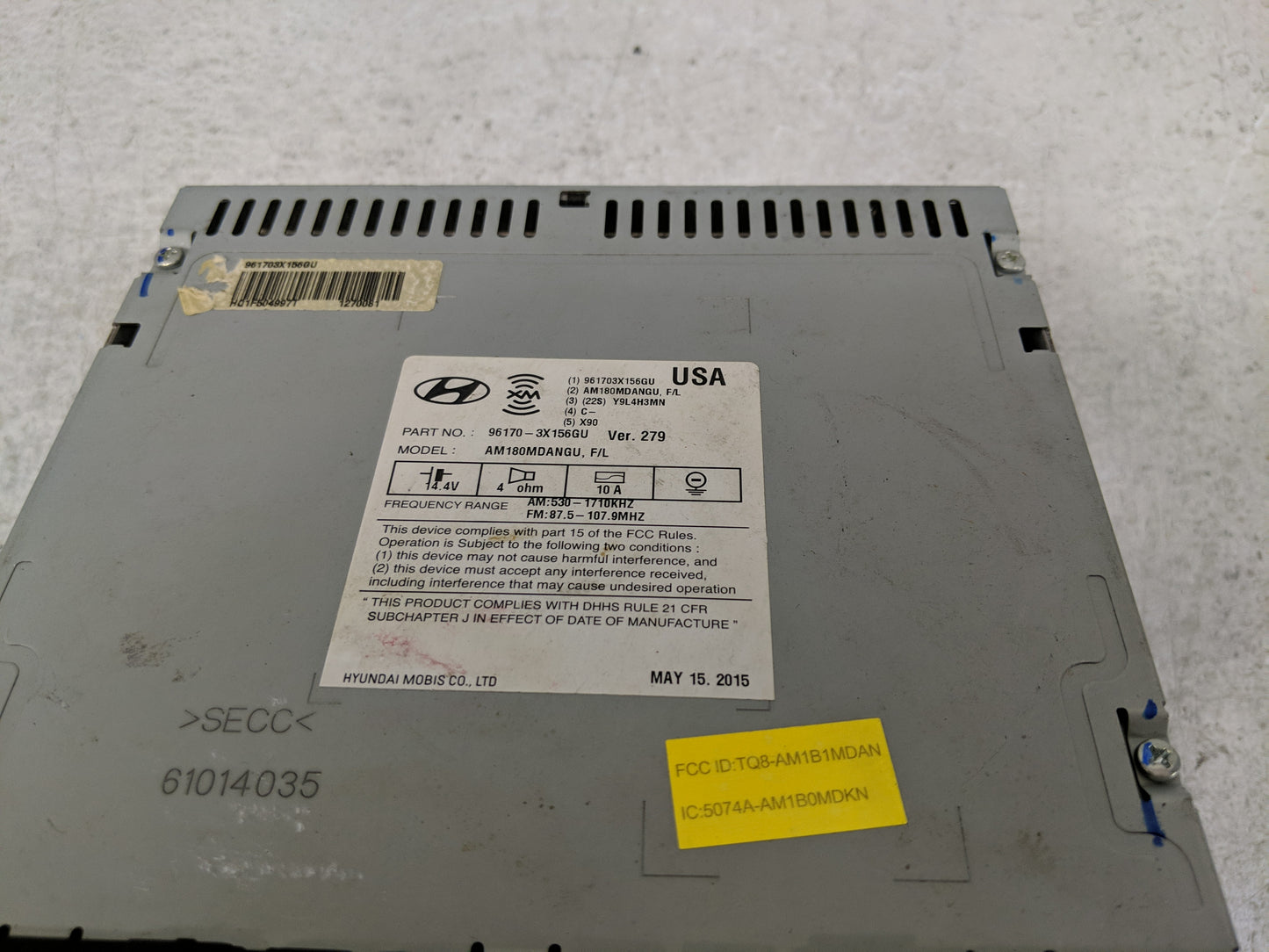 2014-2016 Hyundai Elantra Radio AM FM Cd Player Receiver Replacement P/N:96170-3X156GU Fits Fits 2014 2015 2016 OEM Used Aut