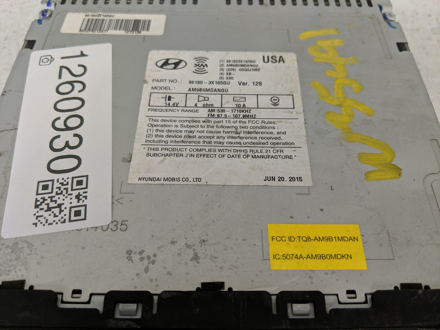 2014-2016 Hyundai Elantra Radio AM FM Cd Player Receiver Replacement P/N:96180-3X165GU Fits Fits 2014 2015 2016 OEM Used Aut